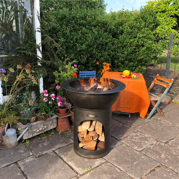 Planter 70 Fire Pit with Log Store