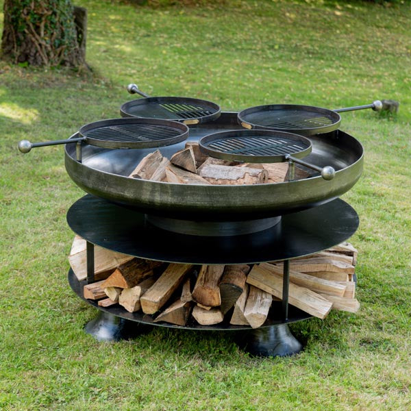 Bbq Log Rack Ring of Logs 120 with Four Swing Arm BBQ Racks — Primecookout Ltd