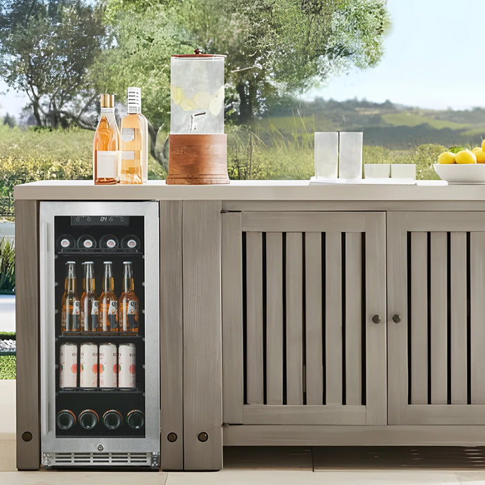 Glass door slim line outdoor under-counter beverage cooler