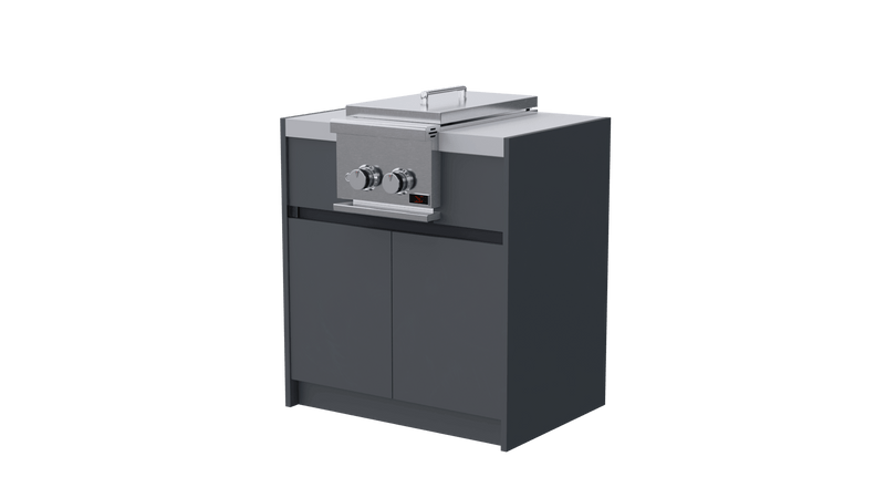 Whistler Fairford Outdoor Kitchen Black Side Burner & Grey Cabinet 80cm