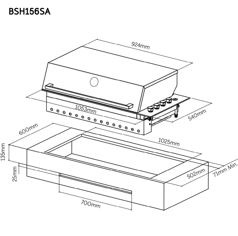 The Alpha Forge Outdoor Kitchen Beefeater Proline 6 Burner Gas BBQ | 3.7m x 3m Ivory