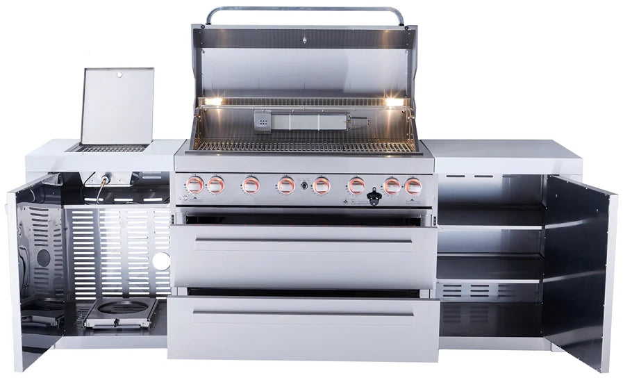 Mont Alpi Outdoor kitchen Mai805-Deluxe Island features a 6-burner gas grill  2.4M