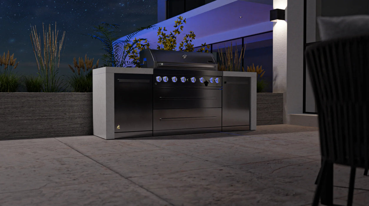 Mont Alpi Outdoor kitchen Mai805-Deluxe Island features a 6-burner gas grill  2.4M