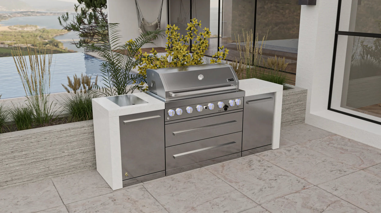 Mont Alpi Outdoor kitchen Mai805-Deluxe Island features a 6-burner gas grill  2.4M