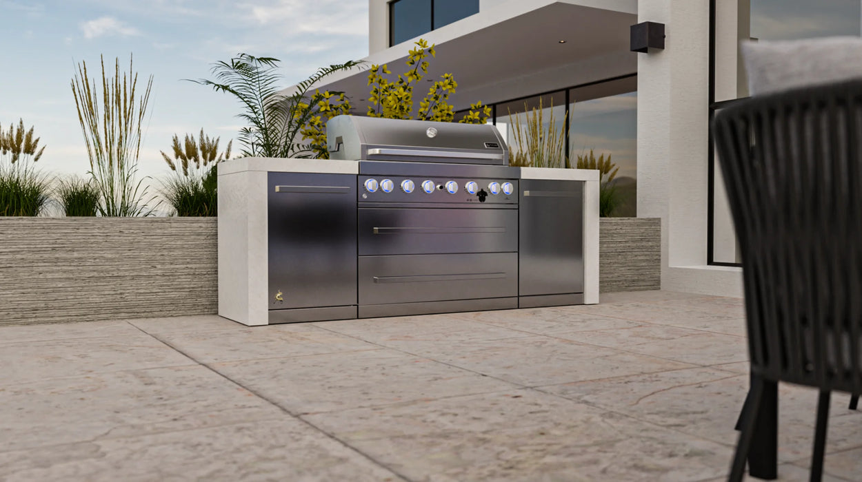 Mont Alpi Outdoor kitchen Mai805-Deluxe Island features a 6-burner gas grill  2.4M