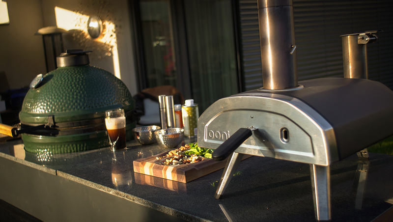 Grillandia Outdoor Kitchen L-Shape Drop-In Electric Plancha, Sink, Berta Multi Oven,Fridge, and  Primo XL