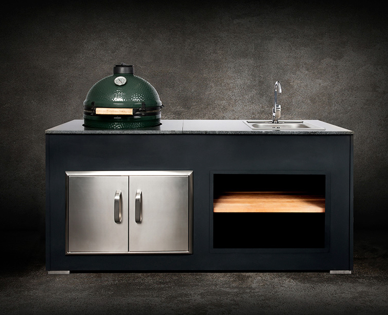 Grillandia Outdoor Kitchen XL Green Egg, Sink and Weather Cover - 2M