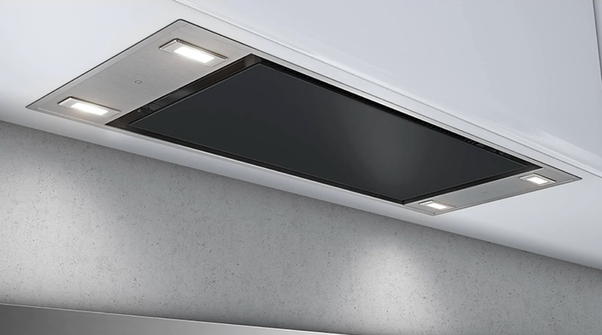 Airforce F96 TLC 105cm Built-In or Ceiling Cooker Hood Stainless Steel & Black glass with integra system