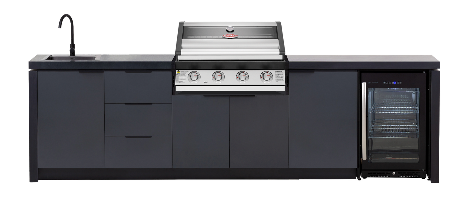 Beefeater Cabinex 1600S Series 4 burner Outdoor kitchen with fridge and Sink