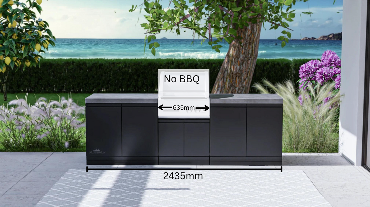 Contemporary Outdoor Kitchen Black 2-burner + DD (BBQ not Included)