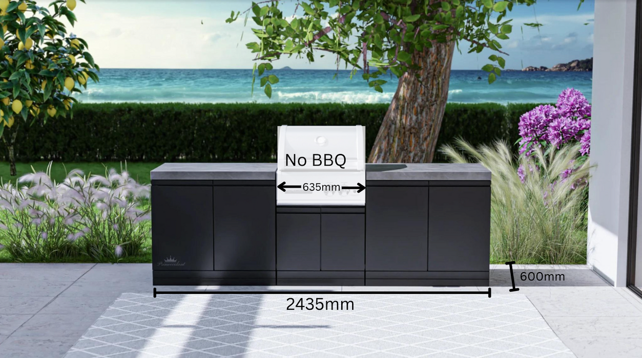 Contemporary Outdoor Kitchen Black 2-burner + DD (BBQ not Included)