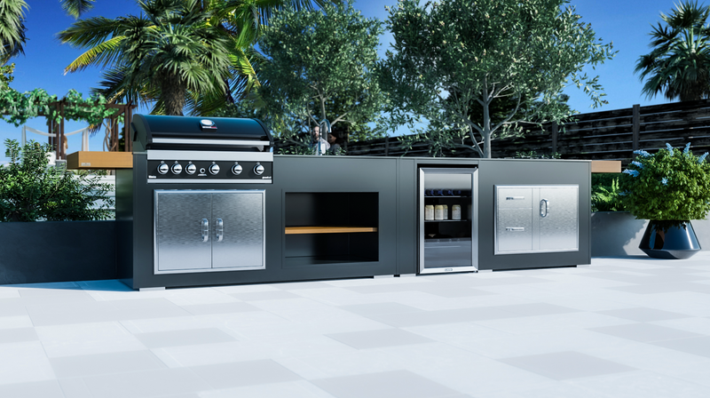 Grillandia Outdoor Kitchen Grandhall 5 Burner, Fridge, Sink and Weather Cover - 4.4M