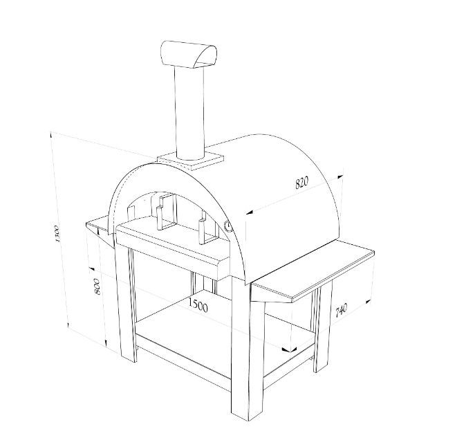 Grande Pizza Oven & Trolley - Teal