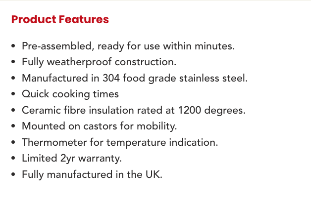 Grande Pizza Oven Built in - Poppy Red