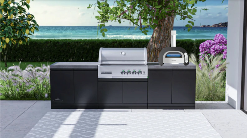 GrandPro Outdoor Kitchen with CrossRay 4 Burner BBQ, and Maestro 60 Pizza Oven - 2.8m