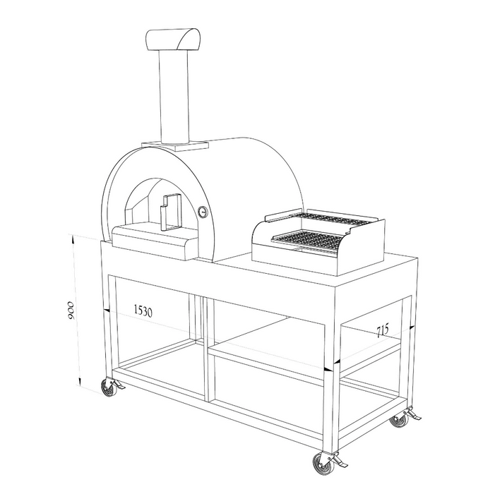 Fumoso Piccolo Pizza Oven & Grill Set - Antique Silver
