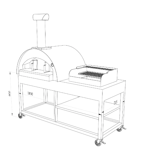 Alpha Pro Fumoso Grande Pizza Oven & Grill Set Bundle + Cover | Antique Silver