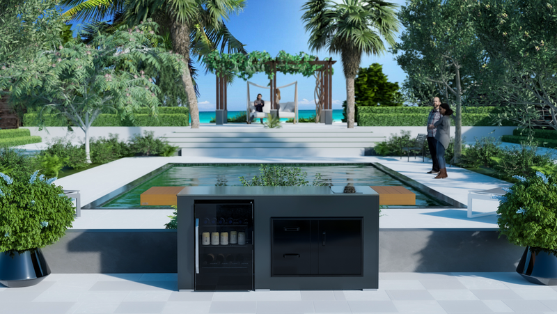 Grillandia Outdoor Kitchen Refrigerator & Gas hob Unit and Weather Cover -1.8M