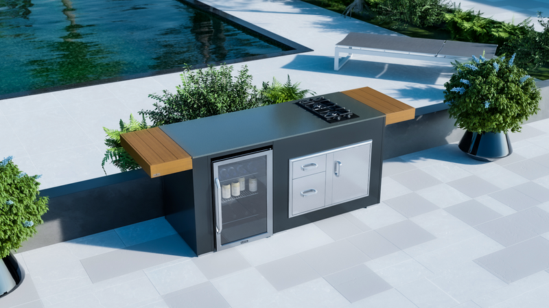 Grillandia Outdoor Kitchen Refrigerator & Gas hob Unit and Weather Cover -1.8M