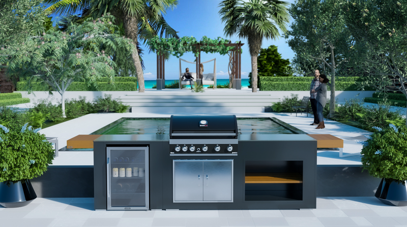Grillandia Outdoor Kitchen Grandhall Maxim 5 Burner, Fridge and Weather Cover - 2.5M