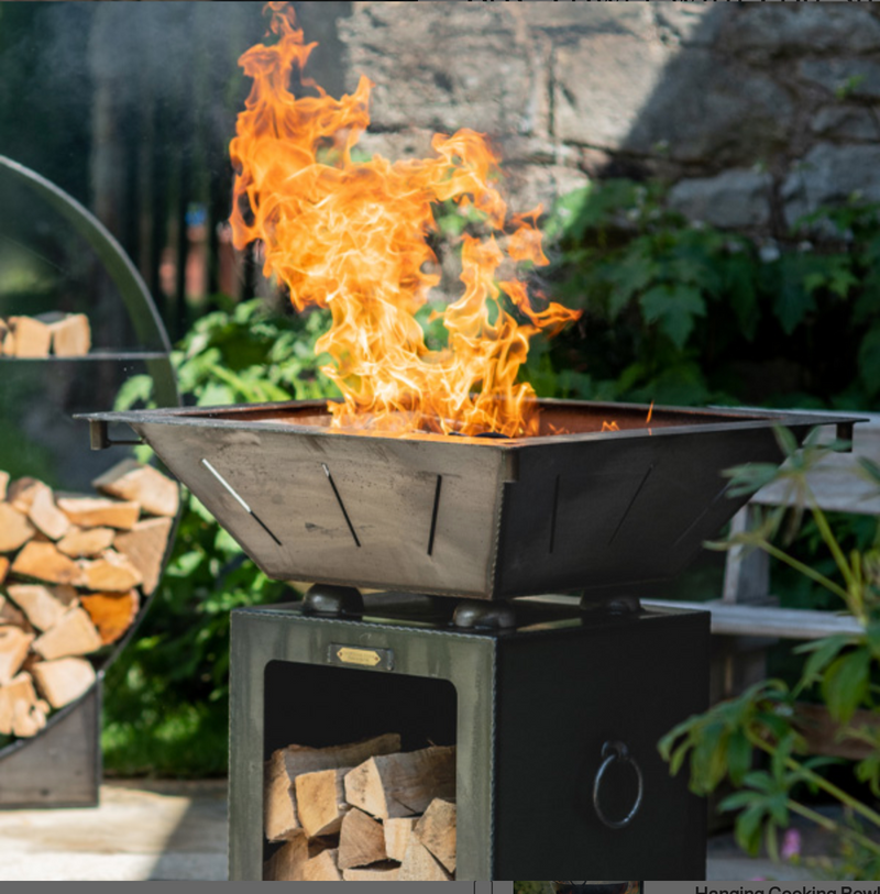 Box Tower with Log Store and Two Swing Arm BBQ Racks