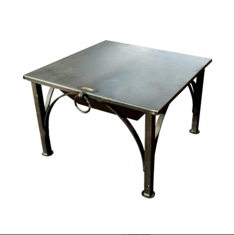 Box D Fire Pit with Two Swing Arm BBQ Racks