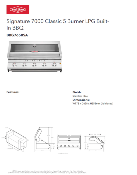 Outdoor Kitchen Beef Eater Signature 7000 Premium 5 Burner + Fridge + Premium Cover - 2.5M