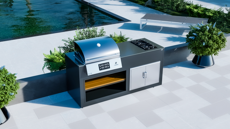Grillandia Outdoor Kitchen Electric E-Boy Ultimate Bar Grill, Hob, and 2 Stools | 2M