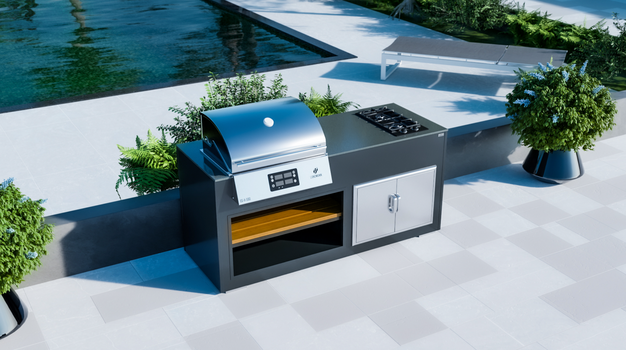 Outdoor Kitchen Electric E-Boy Ultimate Bar Grill + Hob + 2 Stools + Premium Cover - 2M