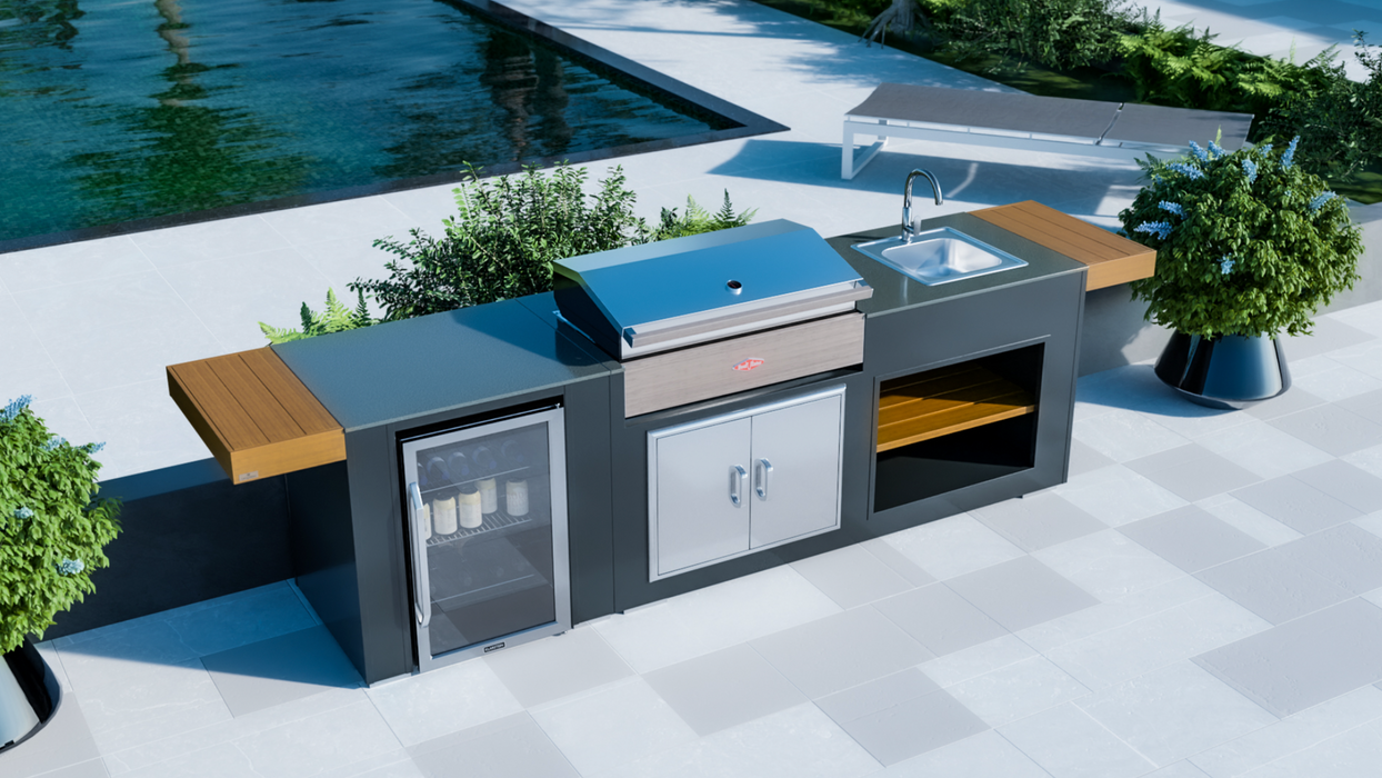 Outdoor Kitchen Fridge +  Beefeater Discovery 1500 5B + Sink + Premium Cover - 2.5M