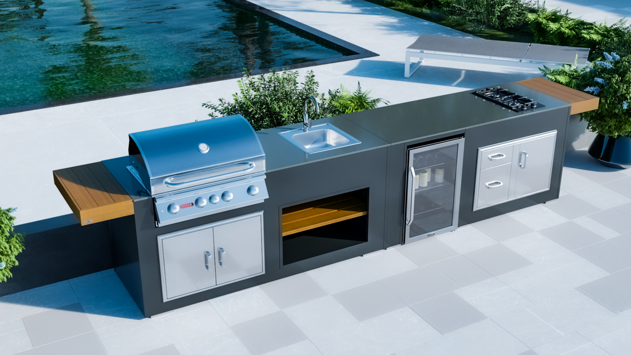 Outdoor Kitchen Bull Angus Barbecue + Sink + Hob + Premium Cover