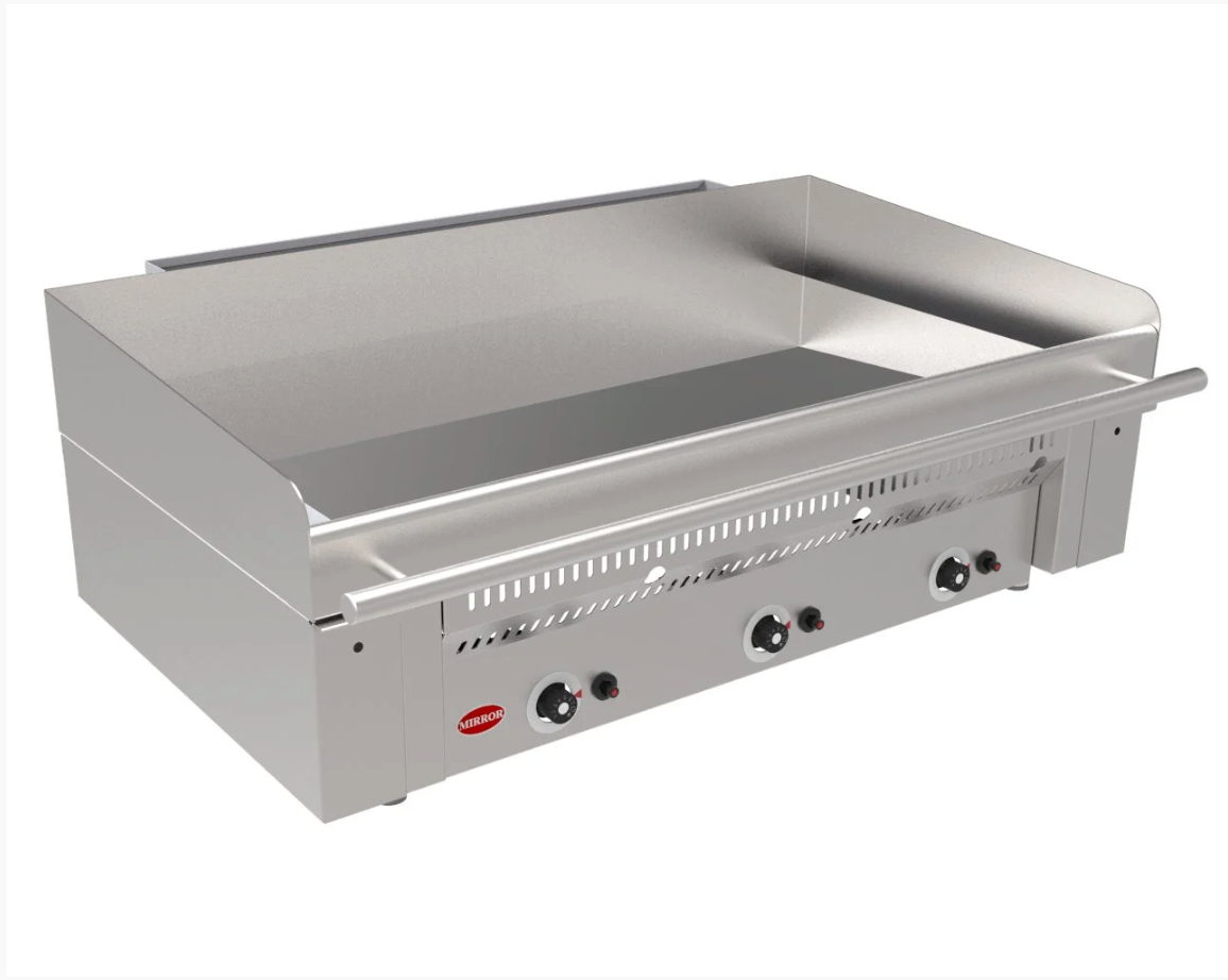 MIRROR ZONE 3 HEAVY DUTY GAS CHROME GRIDDLE - 3 COOKING ZONES ...