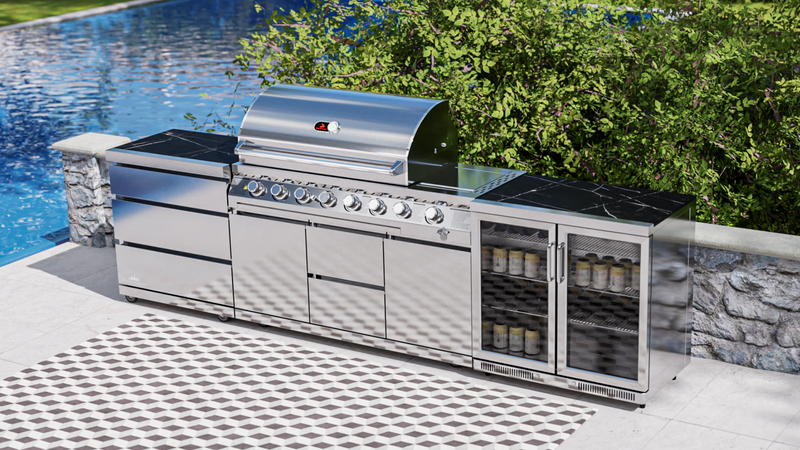 Whistler Outdoor Kitchen 6 Burner BBQ, Fridge and Triple Drawer | 3.2Meters