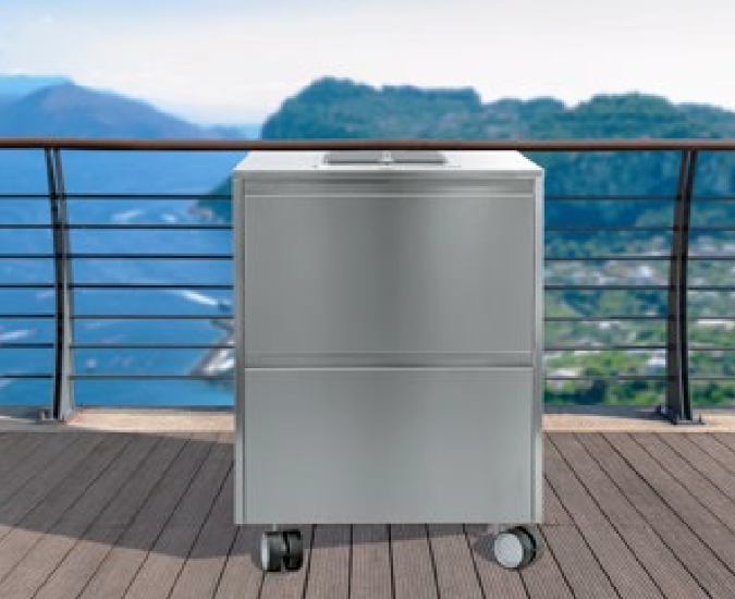 Giudecca Scotch Brite Stainless Steel with two Drawers