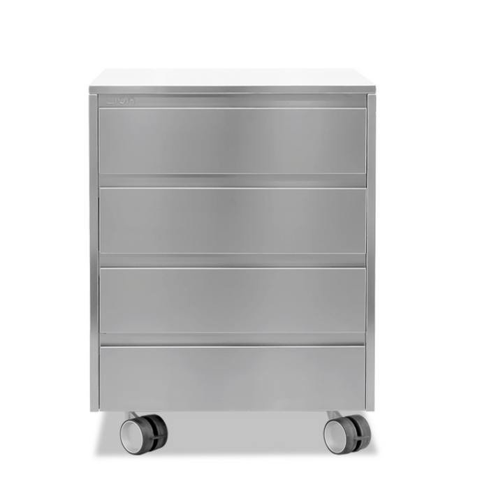 Burano Scotch Brite Stainless Steel with Four Drawers