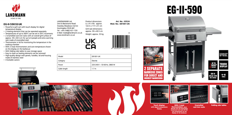 Grillandia Outdoor Kitchen Electric E-Boy Ultimate Bar Grill, Hob, and 2 Stools | 2M