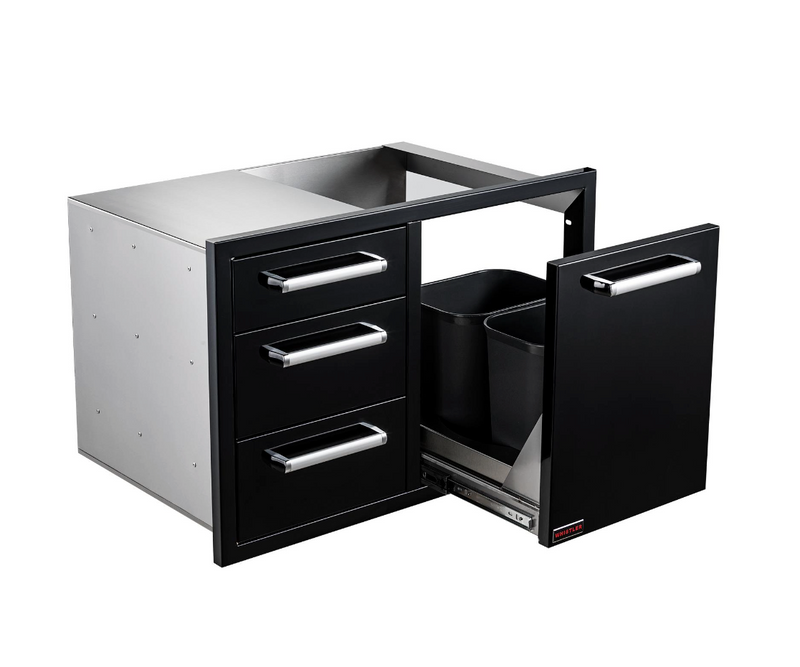 Whistler burford built-in triple drawer and waste bin unit Black