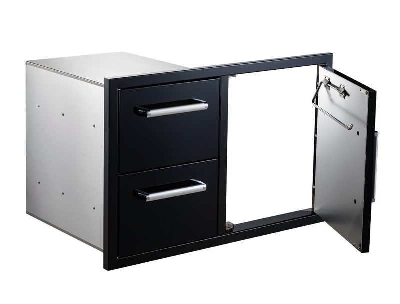 Whistler Burford Double Drawer & Door Unit Black