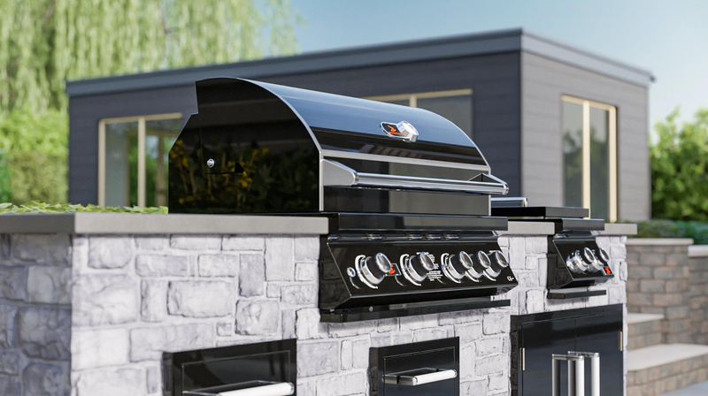 Whistler Burford Black 4 Burner Barbecue with Rotisserie and Weather Cover