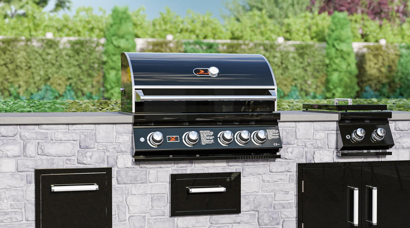 Whistler Burford Black 4 Burner Barbecue with Rotisserie and Weather Cover