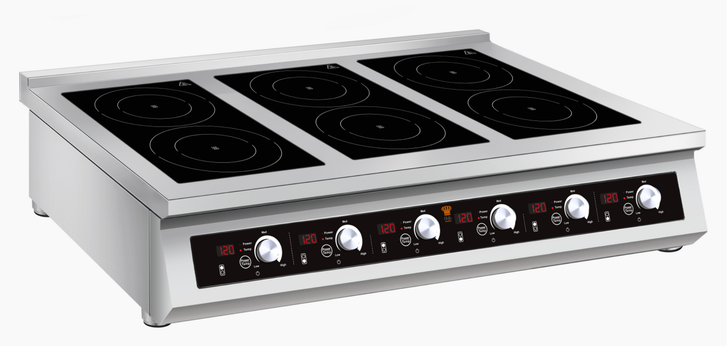 CHEFSRANGE BE70IH6-5 70 LINE COUNTER TOP 6 RING INDUCTION HOB - 6 X 5KW POWER