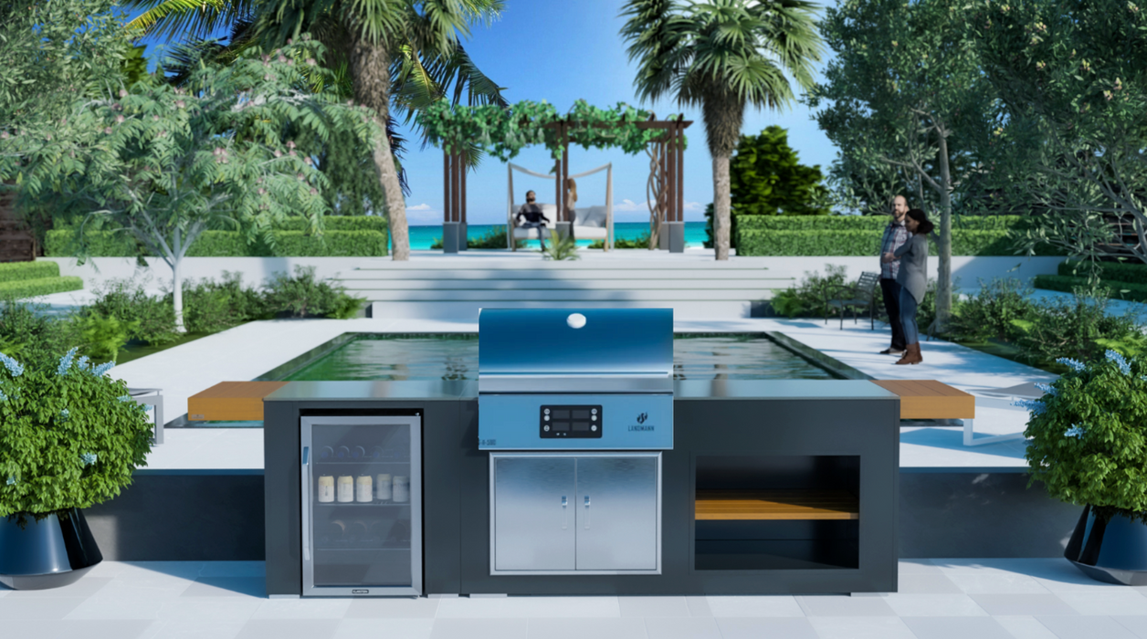 Outdoor Kitchen Fridge + Electric LAND MANN Grill + Premium Cover - 2.5M