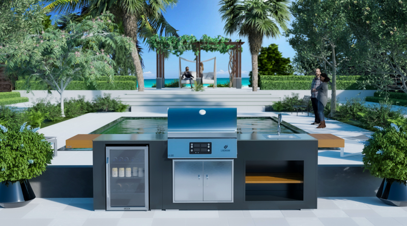 Grillandia Outdoor Kitchen Electric Land Mann Grill, Fridge, Sink and Weather Cover - 2.5M