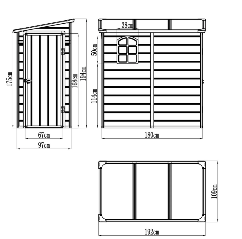 Jasmine Lean-To Pent Plastic Shed Light Grey 4x6FT