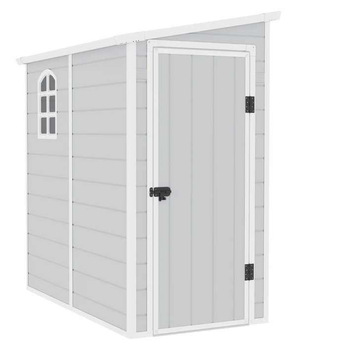 Jasmine Lean-To Pent Plastic Shed Light Grey 4x6FT