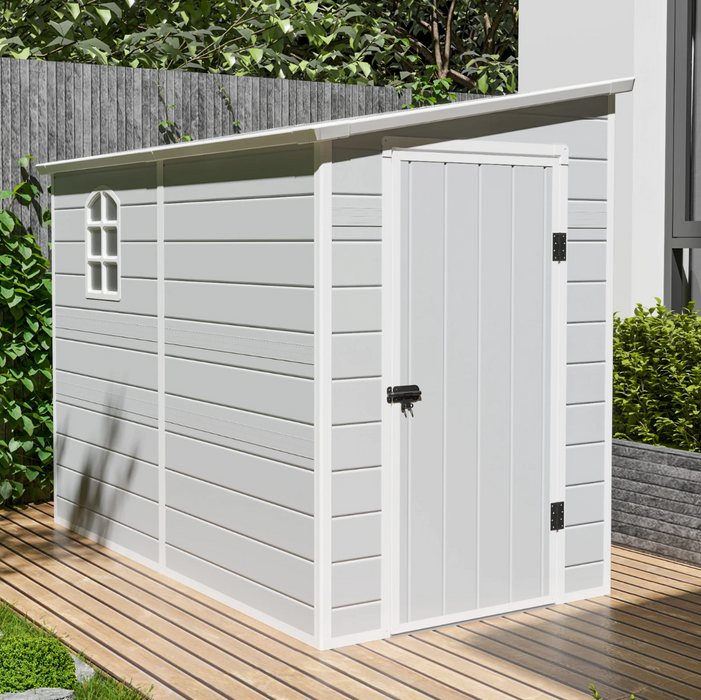 Jasmine Lean-To Pent Plastic Shed Light Grey 5x8FT