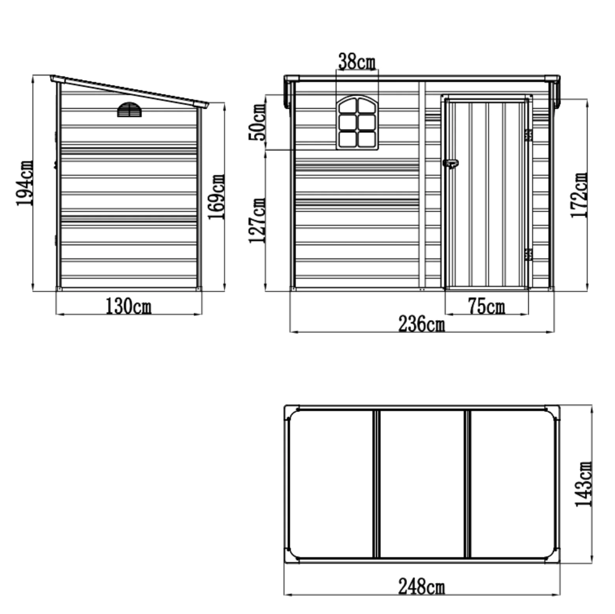 Jasmine 8x5ft Plastic Pent Shed