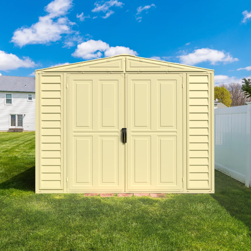 Saffron 8x8ft Vinyl Shed with Foundation Kit