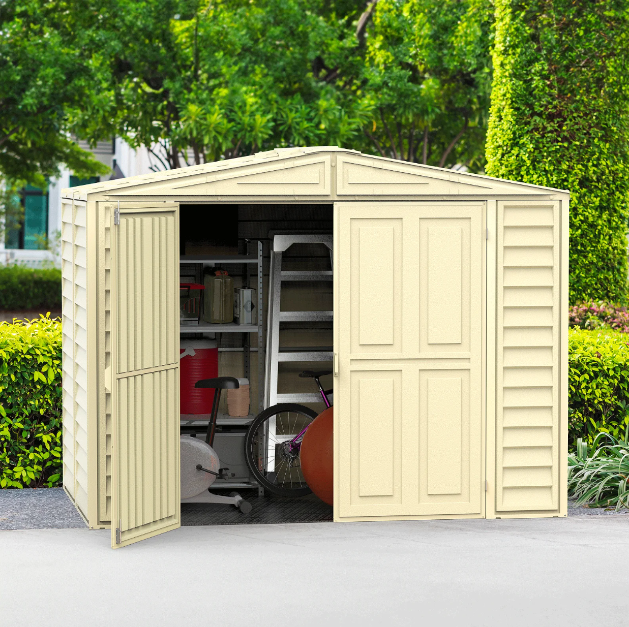 Saffron 8x8ft Vinyl Shed with Foundation Kit