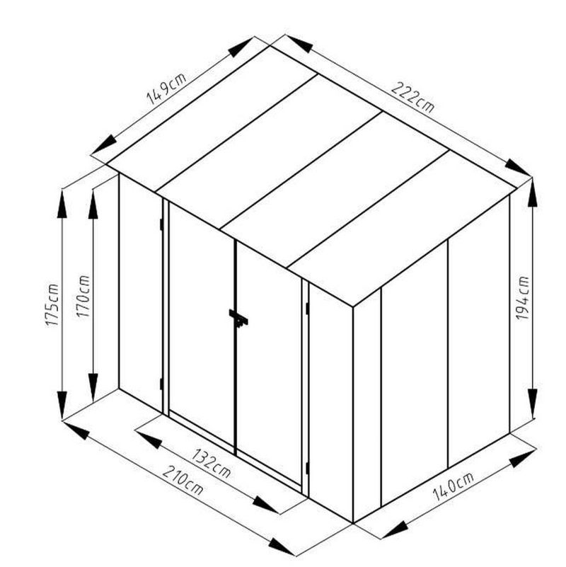 LOTUS PHOEBE PENT METAL SHED 7X5 - GREY